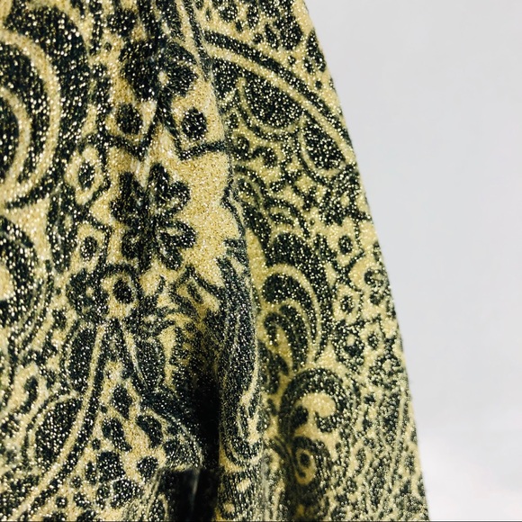 Top sweater Black Golden threaded patterns  V-neck Long Sleeve Pierri New York - Picture 7 of 7